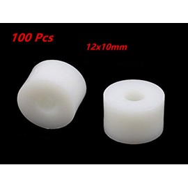 XJS Round Plastic Non-Threaded Column Standoff Support Spacer Washer White 100 Pcs (12x10mm)