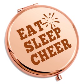 Cheerleader Gifts for Girls Eat Sleep Cheer Compact Makeup Mirror Cheerleading Gifts Funny Gift Cheer Team Gifts Inspirational Gift for Cheer Friend Folding Makeup Mirror Birthday Graduation Gift