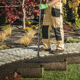 Garden Rake, 5FT Bow Rake Heavy Duty Leveling Rake with Adjustable Handle, 17 Tines Wide Head Metal Thatch Rake for Gardening Leaves Lawn Yard Mulch Rake