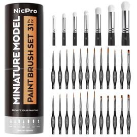 Nicpro Miniature Paint Brushes Drybrush - 31PCS Model Paint Brush Set for Acrylic Oil Watercolor, Detail Paint Brush Dry Brush for Model, Miniature Painting, Paint by Numbers, Craft - with Container