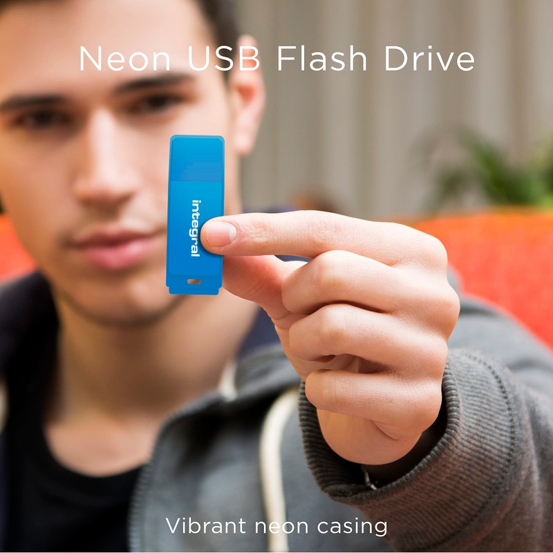Integral 64GB Neon USB 2.0 Flash Drive 5-Pack (Black/Pink/Yellow/Orange/Blue)