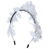 Elegant Wedding Bead and Crystal Chiffon Butterfly Headband-White