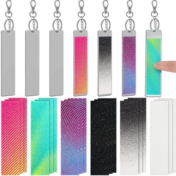 42 Pcs Anxiety Sensory Stickers Kit Includes 36 Fidget Textured Strips, 6 Keychain Textured Strips Tactile Rough Calm Stickers Anti Stress Textured Strips for Tension (Gradient Style)