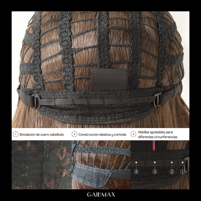 GAIBMAX - Pelucas para mujer cabello aspecto natural, peluca de