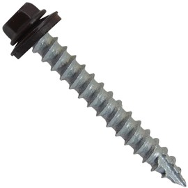 #14 Metal ROOFING SCREWS: (250) Screws x 2" DARK BROWN Hex Head Sheet Metal Roof Screw. Self starting/tapping metal to woodsheet metal siding screws with EPDM washer. for corrugated roofing
