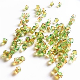 Xeahung 120PCS Acrylic Crystal Beads for Jewelry Making Square Polygon Loose Spacer Charms for Bracelets Earring Necklace Key Rings Adults Beading DIY Art Craft Projects Gifts (Orange & Green)