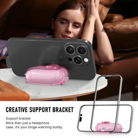 for AirPods Pro 3 Case (2025) with Cleaner Kit, Cute with Lock Clid and Cleaner Kit,[Auto Pop-Up] Soft TPU Clear Cover with Bracket & Dustproof Design for AirPods Pro Case with Keyring(2025)