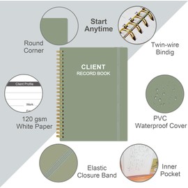 Client Record Book - Hair Stylist Client Profile Book-Binder and Client Record Cards with A-Z Alphabetical Tabs for Salons, Hair Stylist, Nail, Small Business, Green