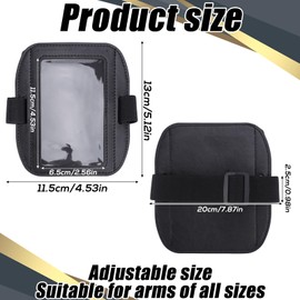 Lyreh 2pcs Adjustable Arm Badge Holder, 5.12x4.53in Leather Waterproof Armband ID Card Band Elastic ID Badge Arm Strap for Business Offices Warehouse Staff Hiking Cycling Skiing Supplies(Black)