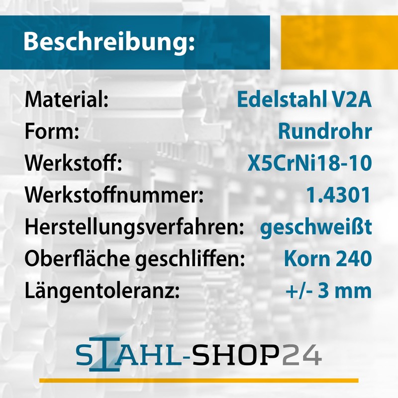 Stahl-Shop24 - Stainless Steel Round Tube Hollow Profile Welded for