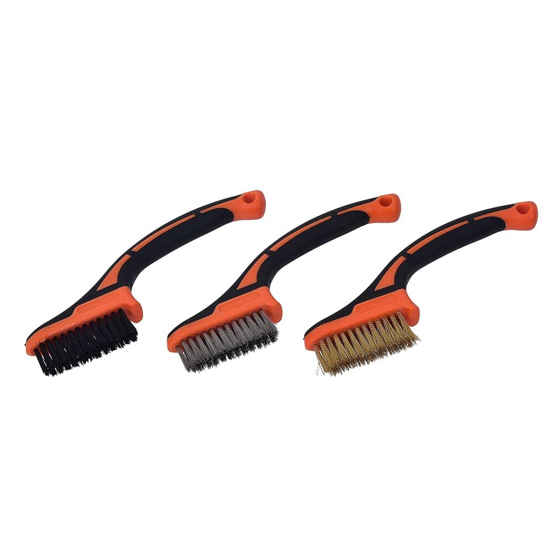 TACTIX 3-Piece Wire Brush Set Mini 17 cm Brass Steel