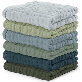 Baby Washcloths, Muslin Cotton Baby Towels, Large 10”x10” Wash Cloths Soft on Sensitive Skin, Absorbent for Boys & Girls, Newborn Baby & Toddlers Registry Gift (Multi Boy, 10 Pack, 25 X 25 CM)
