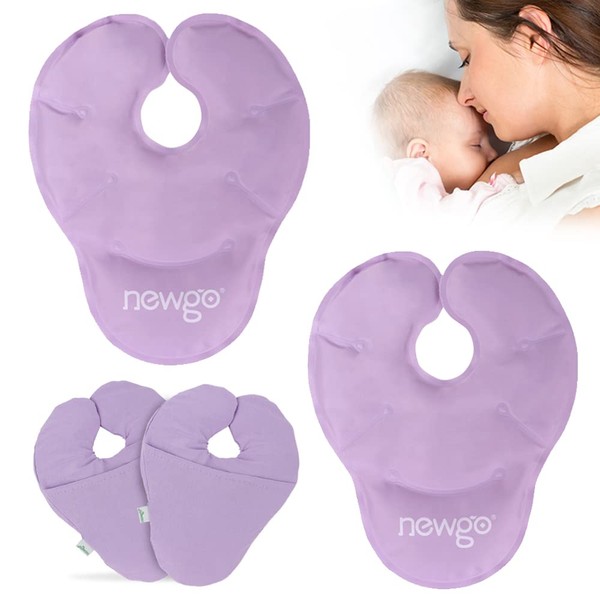 NEWGO Ice Packs for Breast Pain Relief, Hot Cold Therapy Breastfeeding Nursing Pads for Sore Nipple, Mastitis Relief, Swelling, Clogged Ducts, Engorgement