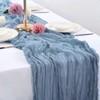 Blue Bohemian Style Table Runner, Polyester Table Cloth, Wrinkle Gauze,