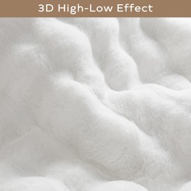 Ashler Faux Rabbit Fur Rug, White 3x5 FT Fluffy Soft Area Rug, Rectangle Fuzzy Carpet for Living Room, Bedroom, Machine Washable Shaggy Nursery Rug - 3D Bubble Rug