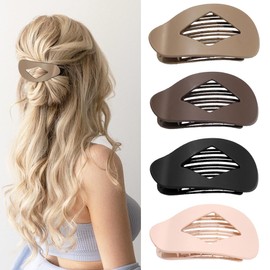 Wapasezyar Entenschnabel Haarspangen Damen, Flache Haarklammern für Dünnes Dickes Haar, Französische Haarspange Einfache Elegante Rutschfest Flat Claw Clip (Matt, 4 Stück)