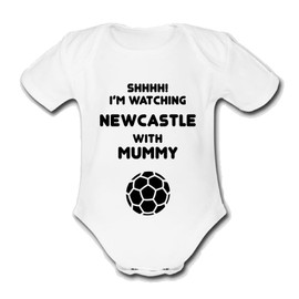 SHHH! I'M WATCHING NEWCASTLE WITH DADDY MUMMY NANA GRANDAD CUTE FOOTBALL BABYGROW BABY VEST (Mummy, 0-3 Months)