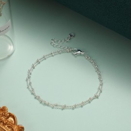 Mesaro Bracelet, Women's, Men's, 2 Strand Bracelets, Adjustable Length, Silver, Accessories, Chain, Simple, Platinum Plated, Metal Allergy, Birthday, Mother's Day, Gift, Beautiful Box Included, Copper