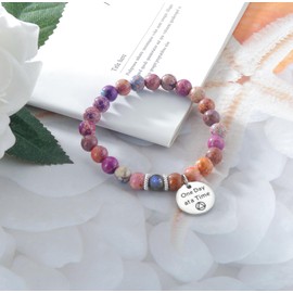 One Day at A Time Healing Bracelets for Women Sobriety Gifts 1 Year 2 Years 3 Years Purple Natural Emperor Moonstone Spiritual Bracelets for Women (purple one day 1year)