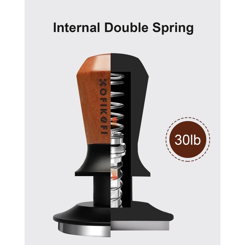 KOFIKOFI 53.3mm Espresso Tamper, Coffee Tamper with Two 30lbs Spring