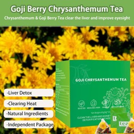 Goji Berry Chrysanthemum Tea, Herbal Dandelion Wolfberry Tea for Liver Health, Chinese Liver Cleanse & Detox Herbal TeaBags - 8 Excellent Raw Material Formulas