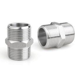 QZKJQDD 2 Pcs 3/4" Male to 3/4" Male BSP, Pipe Adapter Thread Stainless, Stainless Steel Hex Nipple, for Water, Gas, Oil, and Fuel Applications Pipe Connecting Conversion