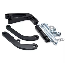 HRC SB Chevy Power Steering Bracket Long Water Pump SBC LWP PS Bracket Aluminum Blk