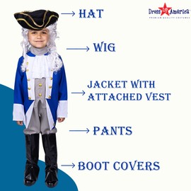 Dress Up America Colonial Patriot Costume With Hat And Wig