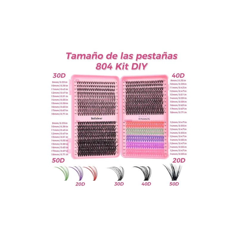 804 Kit Pestañas Maquillaje Diy Extension 9-18mm 30d 40d 50d