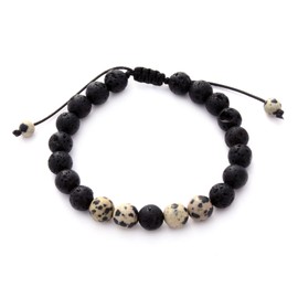 Plantlife Dalmatian Jasper Adjustable Bracelet - Beautiful, One-of-a-kind jewelry made from lava rock and natural stone for use with essential oil