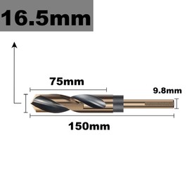 Kiyraglo 16.5mm Reduced Shank Twist Drill Bit Black Nitride & Gold Titanium Coated HSS Drill Bits for Stainless Steel Alloy Metal Plastic Wood - 10mm Shank