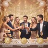 Guttiuaa Just Married Banner, 3 Pcs Gold Glitter Wedding Bunting