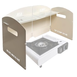 KeoPuals Stove Windscreen - Folding Camping Stove Windshield 4 Plates Stainless Steel Stove Windscreen with Shelf Board for Outdoor, Picnic, Backpacking and Cooking Beige, Large, SW-02-Bei