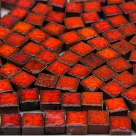 Mini Ceramic Tiles (0.19inch or 5mm) 250 Pieces, Red Orange, RO02
