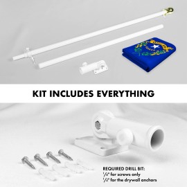 UD_G128 Combo Pack: 6 Ft Tangle Free Aluminum Spinning Flagpole (White) & Nevada NV State Flag 3x5 Ft, ToughWeave Series Embroid