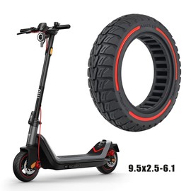 9.5x2.5-6.1 Off-Road Solid Tire Replacement for NIU KQi3 Pro/Max/Sport Scooter - Puncture-Free, Hassle-Free Maintenance - Anti-Skid, Shockproof 9.5 x 2.50 inch Tubeless Tire (Red 2Pcs)