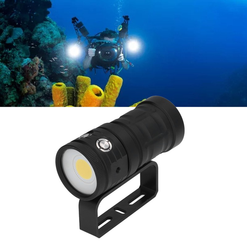 COB LED Diving Flashlight 100m Waterproof Underwater Torch with 3