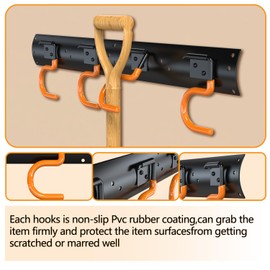 3-H 102''All Metal Garden Tool Organizer,Mop Holder 6 Racks,Broom Holder Wall Mount for Garage,Shed,Garden,Basement Hanging and Organizing Rake,Mop,Shovel,Hose