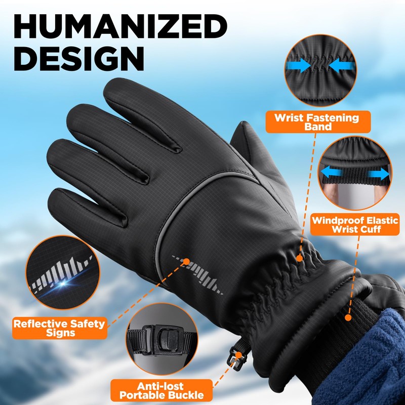rivmount Waterproof Winter Gloves Women Men, Thermal Ski Gloves for