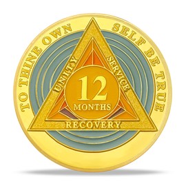 12 Month Sobriety Coin - AA Chips and Medallions with Serenity Prayer - Ideal Sobriety Gifts for Women & Men - Alcoholics Anonymous Recovery Token - Colorful Triangle AA Coins and AA Chips
