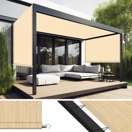 Shade&Beyond Shade&Beyond 10'x16' Pergola Shade Cover with Weighted Rods & Grommets, 90% UV Block Outdoor Sun Shade Cloth Canopy Replacement Cover for Patio Porch, Wheat