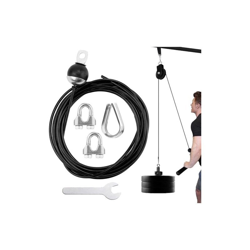 Fitness Pulley Cable 196 Inch,Adjustable Home Gym Cable Pulley System