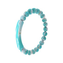 QALO Men & Women's Natural Stone Tranquil Silicone Bracelet, Durable & Comfortable Unisex Bangle, Water Resistant Bracelet, Turquoise, Small/Medium