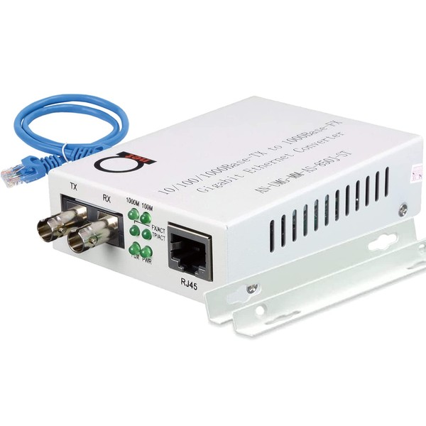 ADnet Multimode ST Gigabit Fiber Media Converter - Built-in ST