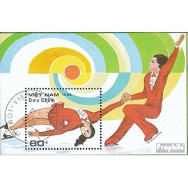 Vietnam block70 (complete.issue.) fine used/cancelled 1989 Eistanzen (Stamps for collectors) Winter sports (skiing/ice hockey/bobsleigh ...)