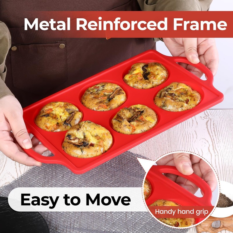 Silicone Egg Molds, 3 Inch Muffin Top Pans Non Stick