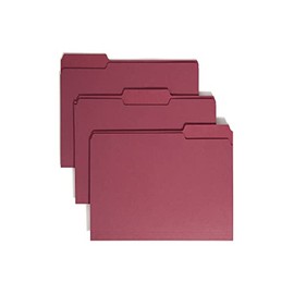 Smead File Folders 1/3 Cut Single-Ply Tab Maroon (100) De plástico - Carpeta (De plástico, Letter, 296 mm, 241 mm)