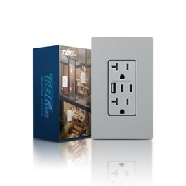 TOPELER USB Outlets Receptacles, 30W 6.0A 3-Ports USB Wall Outlet, 20 Amp Tamper-Resistant Electrical Outlet, ETL & FCC Listed, Screwless Wall Plate Included, Grey