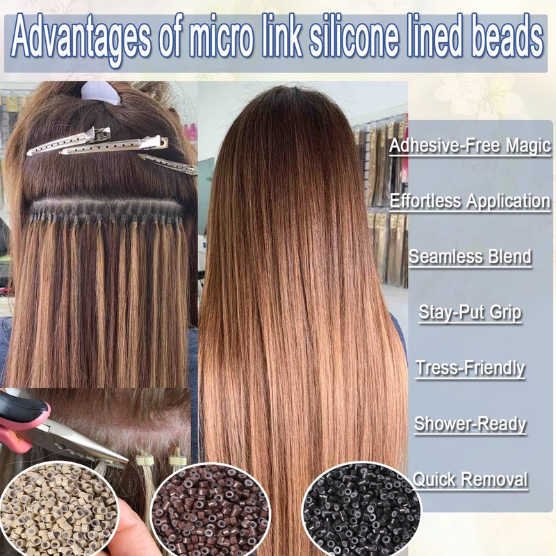 200 PCs Light Blonde Micro Ring Beads 5mm - Invisible