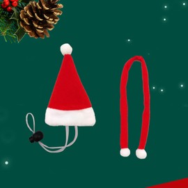 Miaija 2Pieces Bearded Dragon Costume Set Santa Hat with Scarf Small Pet Animals Cosplay Party Photo Props for Christmas Accessories